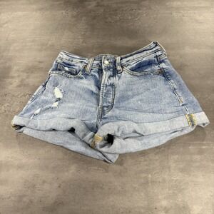 Old‎ Navy Jean Shorts Women 2 26" Blue Denim Booty Shorts Cheeky Distressed Y2K
